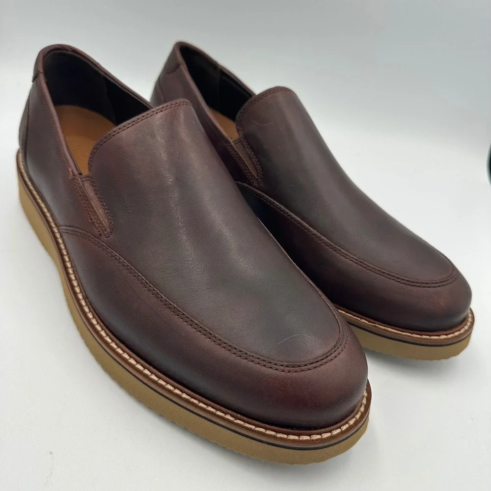 Dunham Clyde Slip-on Loafer Men 8.5 2E (EE) WIDE Brown NIB CI2309 Leather READ